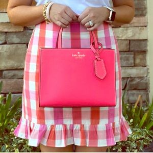 J.Crew Factory Pink & Orange Ruffle Gingham Skirt